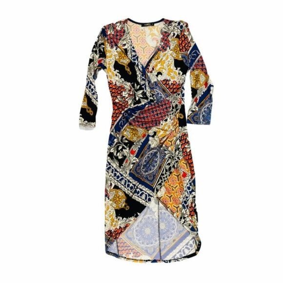 Cameo Y2K Floral Multi Color Bodycon High Low Hem Wrap Dress - Picture 7 of 10